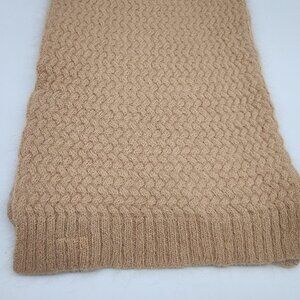 Vintage Angora Wool Blend Scarf Tan 10" Wide 57" Long